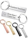 Jumaple Custom Engraved Keychain, Personalized Keychain Gifts for Women Men