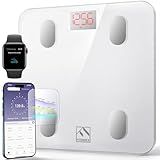 FITINDEX Smart Scale for Body Weight, Bluetooth Body Fat Scale with BMI, Muscle Mass, Body Composition, Digital Bathroom Scale, 400lb - FSA HSA Eligible, White