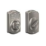 Schlage BE365 V CAM 619 Camelot Keypad Deadbolt, Electronic Keyless Entry Lock, Satin Nickel