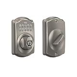Schlage Electronic Keypad Deadbolt Lock, Camelot Trim, Satin Nickel