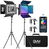 GVM RGB LED Video Light with Lighting Kits, 680RS 50W Led Panel Light with Bluetooth Control, 2 Packs Photography Lighting for YouTube Studio, Video Shooting, Gaming, Streaming, Conference