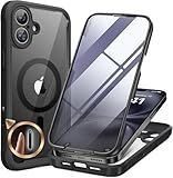 Miracase for iPhone 16 Case 6.1'', [Bubble Free] Full-Body Bumper Phone case with Built-in Full Glass Screen &Camera Control,No Gap,Compatible with MagSafe,Drop Proof 16 Cover,Black