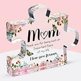 VELENTI Gifts for Mom - Cute Engraved Acrylic Block Puzzles Piece - Adorable Mom Gift from Son, Daughter - Fun Christmas, Mothers Day, Birthday Gift Idea for Mom - Fancy Decoration Piece for Home