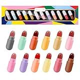 KISSIO Lipstick Set 12 Colors,Mini Matte Lipstick,Pill Lipstick Set,Waterproof Long Lasting Mini Capsules Lipstick,Travel Friendly,Cruelty Free,2.33 Oz