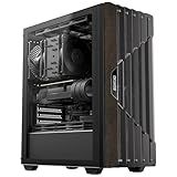 Okinos Oak Wood ATX PC Case, 4 x 120mm 3 Pin Non-PWM Case Fans Pre-Installed, Type-C Port, Tempered Glass Side Panel, Black Mid-Tower Computer Case, Cypress 5 AIR