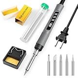 Soldering Iron Kit, 190W Soldering Gun, 110V LED Solder Kit for Electronics, Adjustable Temperature 356-932℉, Includes Solder Wire, Tips, Stand, Sponge and Flux Paste, Grey