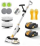 qimedo Battery Electric Mop M3, 800RPM Cordless Electric Power Scrubber & Mops for Floor Cleaning, Best Automatic Spin Mops with Smart Display,Rotating Mop with LED Light & Water Spray