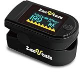 Zacurate 500 Series Fingertip Pulse Oximeter Blood Oxygen Saturation Monitor with Silicon Cover, Batteries and Lanyard, Mystic Black - OLED