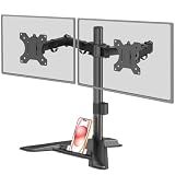 MOUNT PRO Dual Monitor Stand, Free-Standing Full Motion Monitor Desk Mount Fits 2 Screens up to 27 inches,17.6lbs with Height Adjustable, Swivel, Tilt, Rotation, VESA 75x75 100x100, Black