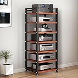 OMKUOSYA 7-Tier Heavy Duty Audio Component Rack, 140cm Tall - HiFi Amplifier Rack/Audio-Video Shelving - CD Record Player Stereo Receiver AV Equipment Cabinet Display Stand (B)