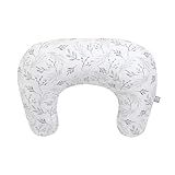 Boppy Nursing Pillow - Ergonomic Bottle & Breastfeeding Pillow with High, Firm, Large Area, Water-Repellent Cushion with Washable Cover; Baby Safety Alliance Verified - Gray Gentle Leaves