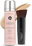Jerome Alexander MagicMinerals AirBrush Foundation – 2 Piece Set with Airbrush Foundation and Kabuki Brush - Spray Makeup with Anti-aging Ingredients for Smooth Radiant Skin - Light Medium