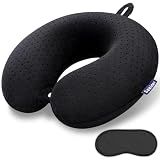 Gosider Black Travel Neck Pillow U Shape Memory Foam Airplane Pillow Soft