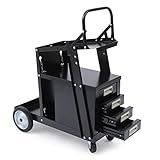 ARPITUYN Welding Cart with 4 Drawers Cabinet, Heavy Duty Rolling Welding Cart W/Wheels and Tank Storage, 360° Swivel Wheels Welding Trolley for Welder and Plasma Cutter