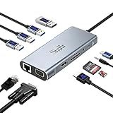 Sigllr USB C Hub Multiport Adapter,11 in 1 Ethernet Adapter with Dual Monitor,4K HDMI, Ethernet Gigabit, 100W PD, USB-C Data Port and SD/TF Slot,Compatible with MacBook Pro/Air, Other Type C Laptops