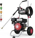 AMERISUN Gas Pressure Washer 3800 PSI 2.5 GPM, Gas Powered Pressure Washer 212CC 4-Stroke OHV Engine, 10" Wheels 5 Nozzle Set for Cars Fences Driveways Patios Furniture Home
