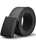 LXMY Mens Belt,Work Belts for Men,Mens Holeless Adjustable Canvas Web Cloth Fabric Belts,Black Casual Dress Business Belt