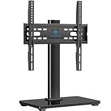 PERLESMITH Universal TV Stand, Table Top TV Stand for 32-60 inch TVs & Monitors, Height Adjustable TV Mount Stand Holds up to 88 lbs with Tempered Glass Base & Wire Management, VESA 400x400mm PSTVS04