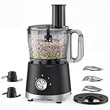 OLIXIS Food Processor 10.5 Cups, 600W Powerful Food processors with 5 Blades, Dishwasher Safe Meat Grinder for Slicing, Shredding, Chopping, Kneading, for Meat, Vegetables, Fruit, Dough