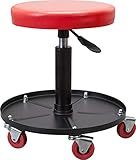 Big RED ATRHL6201R Torin Heavy Duty Rolling Pneumatic Creeper Garage/Shop Seat: Padded Adjustable Mechanic Stool with Tool Tray Storage, Red Large,15.36" D x 15.36" W x 4.73" H