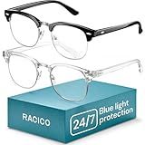 racico Blue Light Glasses for Men Computer - Gaming Blocking Anti Eyestrain, UV Clear Lens Nerd Costume Fake Eyeglasses