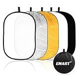 EMART 24'' x 36''(60 x 90cm) 5 in 1 Photo Collapsible Photography Reflector with Bag, Large Oval Portable Panel for Studio Video, Portraint, Outdoor Shooting -Translucent, White, Silver, Gold, Black
