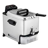 T-fal 3.5L Stainless Steel Deep Fryer with Basket for Home Use, 1700W, Deep Fryer with Oil Filtration, Temp Control, Digital Timer