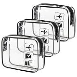 TSA Approved Toiletry Bag, 3 Pcs Clear Toiletries Bags Quart Size, Black