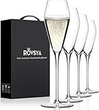 Champagne Flutes Glasses Set of 4, Hand Blown Crystal Wedding Flutes Glass, Ideal for Weddings, Anniversaries, Christmas, Special Days, 10.5 inch, 7.5 oz, Clear