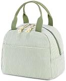Bluboon Lunch Box for Women Cute Lunch Bag Reusable Insulated Lunch Bags Large Capacity Lunchbox Cooler for Work Picnic or Travel Gifts (A Sage Green White Stripes, 10 x 7.5 x 8 inches)
