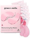 grace & stella Award Winning Under Eye Mask - Reduce Dark Circles, Puffy Eyes, Undereye Bags, Wrinkles - Gel Under Eye Patches - Small Birthday Gifts - Vegan Cruelty-Free (Pink, 6 Pairs)
