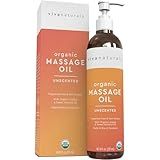 Viva Naturals Organic Massage Oil, Unscented, 8 fl oz (237 mL) – Non-Greasy, Certified Organic Massage Therapy Oils