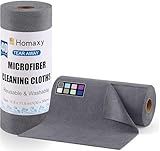 Homaxy Tear Away Dish Cloths Rolls, 40 Sheets-11.8" X 11.8", Reusable Washable Dish Towels for Kitchen, Ultra Absorbent and Quick Drying Microfiber Cleaning Rags, Grey