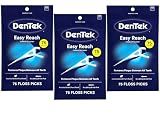 Dentek Floss Picks, Easy Reach for Complete Clean, 75 Count, Pack of 3