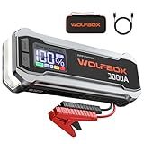 WOLFBOX 3000A Jump Starter,12V Car Battery Jump Starter,65W Quick Charge(Adapter Not Included) 16000mAh Portable Jump Starter Battery Pack for 8L Gas 6L Diesel Engine with Booster,LED Light,Jump Box