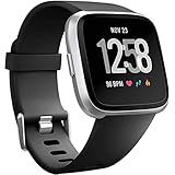 Wepro Band Compatible with Fitbit Versa 2 Bands for Women Men, Soft Band Compatible with Fitbit Versa Bands, Sport Waterproof Breathable Replacement Wristbands Strap for Versa Lite, Small, Black