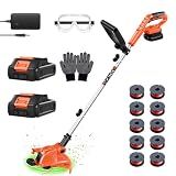 Battery Powered Weed Wacker Cordless Lightweight for Seniors & Small Lawns