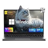 2025 Laptop Computer with Windows 11, Intel N150 Quad-Core Processor 16GB DDR4 RAM 512GB SSD, 15.6" FHD IPS Display, WIFI,5000mAh Battery,USB3.2 Gen1,Portable Laptops for Business Office Student