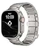 FiNESTONE Titanium Watch Band for Apple Watch ULTRA 3 & ULTRA 2/1 (49mm),No Tool Needed Titanium Apple Watch Band ,Grade 5 Titanium Ultra 3 Watch Bands with Scratch Resistant DLC Coating,Butterfly Clasp,CRNS03-PRO,Natural