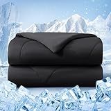 bedsmile Cooling Comforter Queen Size, Double-Sided Cold Tech Fabric Quilted Bed Comforters Cooling Blanket for Hot Sleepers, Breathable Lightweight Summer Bedding, All-Season Ice Blanket, Black