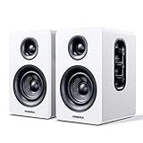Sanyun SW208 3" Active Bluetooth 5.0 Bookshelf Speakers – 60W Carbon Fiber Speaker Unit - Built-in 24bit DAC Dynamic 3D Surround Sound 2.0 Computer PC Monitor Gaming (Pair, White)