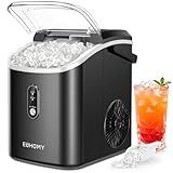 EUHOMY Nugget Ice Maker Countertop with Handle, Ready in 6 Mins, 38lbs/Day, Removable Top Cover, Self-Cleaning, Portable Chewable Ice Maker with Basket, Scoop, for Home/RV/Party/Camping (Black)