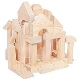 Large Wood Building Blocks with Wooden Storage Tray, 64-Piece Hardwood Sorting & Stacking Toys for Building & Balancing, Educational Preschool Learning Toys for 3+ Year Old Boy and Girl Gifts