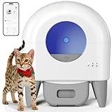 Fumoi Automatic Cat Litter Box Self Cleaning Litter Box Large Capacity for Multiple Cats, App Control with Safety Sensors, Removable Washable Liner,2 Rolls Garbage Bags,Grey
