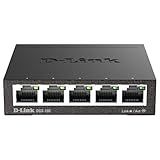 D-Link Ethernet Switch, 5 Port Gigabit Unmanaged Metal Desktop Plug and Play Compact (DGS-105),Black