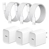 iPhone 17 16 15 Charger Fast Charging 3+3Pack 20W USB C Wall Charger with 6FT Fast Charging Cable Compatible with iPhone 17/17 Air/17 Pro/17 Pro Max/iPhone 16/15 Series, iPad Pro/AirPods