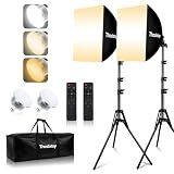 Softbox Lighting Kit 2pack,Thoslatay16x16in Soft Box Upgrade 85W 2700-6400K 100-240V LED Bulbs Professional Photography Lighting Kit, Photo Studio Lights for Photoshoot/Video Recording/Live Streaming
