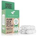 TreeBird Unflavored Pure Silk Eco Floss Refills | Pack of 5 x 33yd Silk Dental Floss Spools | Waxed with Candelilla Wax