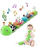 AWOTOY Baby Toys 6-12 Months Music Caterpillar,Stuffed Animals Infant Toys 0-3-6 Months,Baby Sensory Toys Tummy Time with Crinkle Rattle Teething Toys for Newborn Boys Girls Gifts Birthday|Grass Green