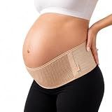 AZMED Maternity Belt Back Support - Adjustable Abdominal Binder for Pregnancy - Belly Band for Pelvic, Waist & Lower Back Comfort - Fits Up to 46 Inches - Beige
